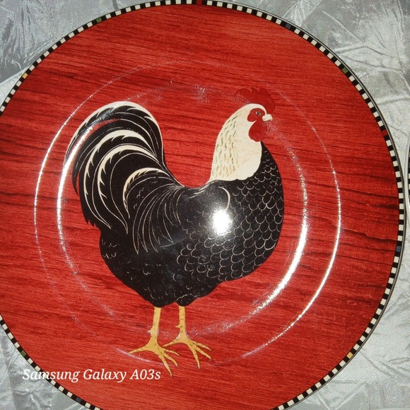 3 Sakura 1999 Country" Roosters" Display Salad‎ Plates - Picture 4 of 5